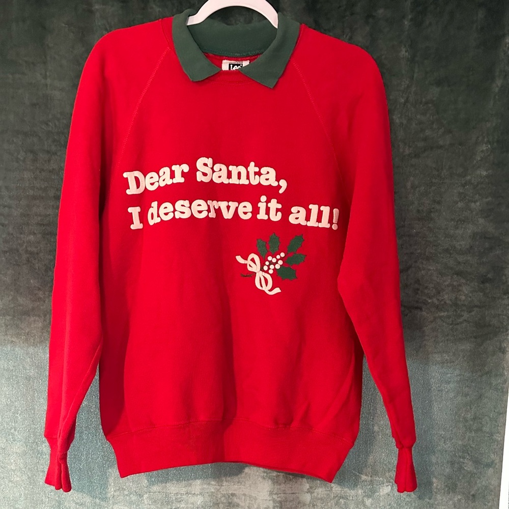 Vintage Dear Santa I deserve it all Lee collared sweatshirt L